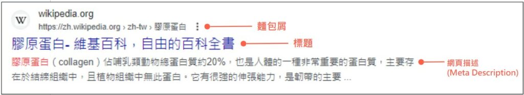 未設定結構化資料的搜尋結果