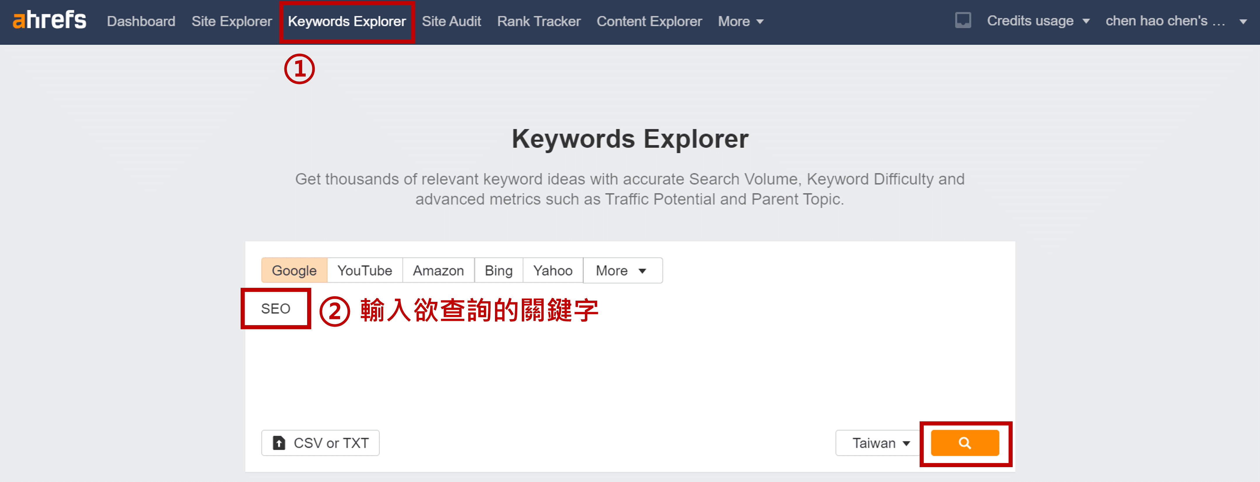 Ahrefs網站功能-Keywords Explorer 介面
